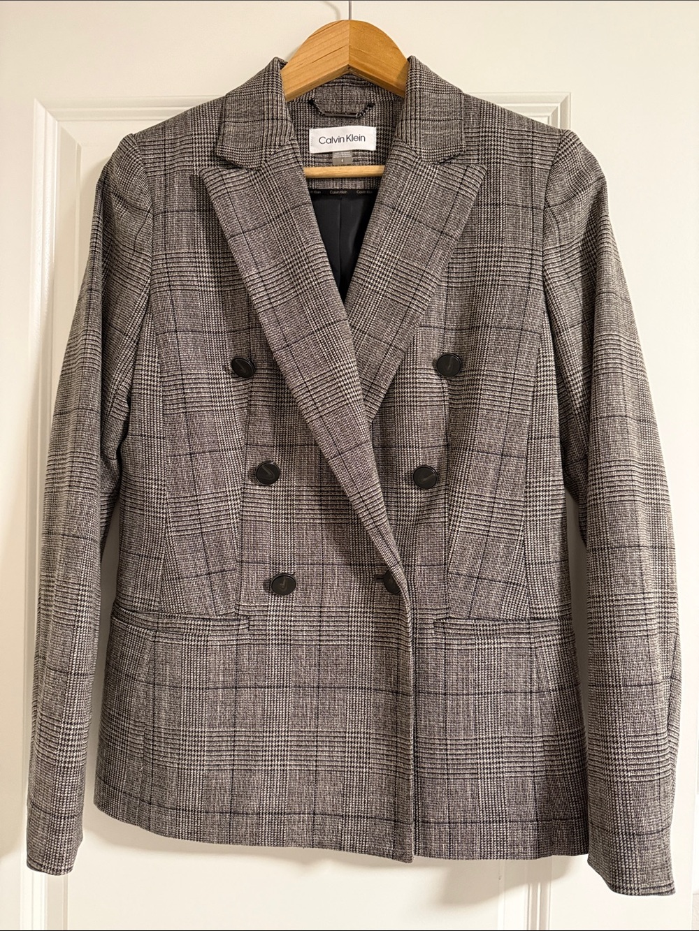 Calvin Klein Glen Plaid Double-Breasted Blazer